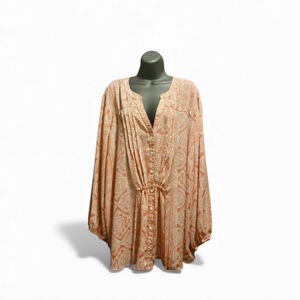 Terra & Sky Women's Plus 3X Rose Dust Paisley Tunic Blouse (JC176)